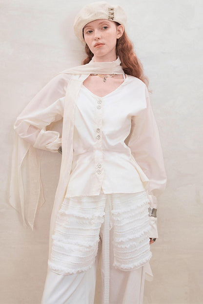 French Style Waist Cinched Shirt Set-Up