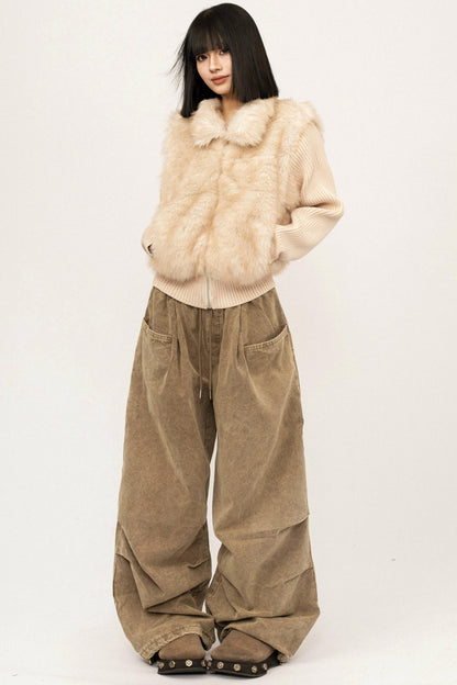 Knitted Fur Patchwork Coat