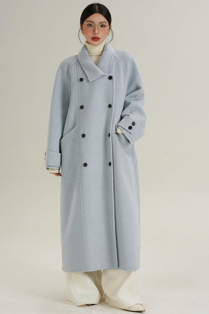 Elegant Blue Wool Coat