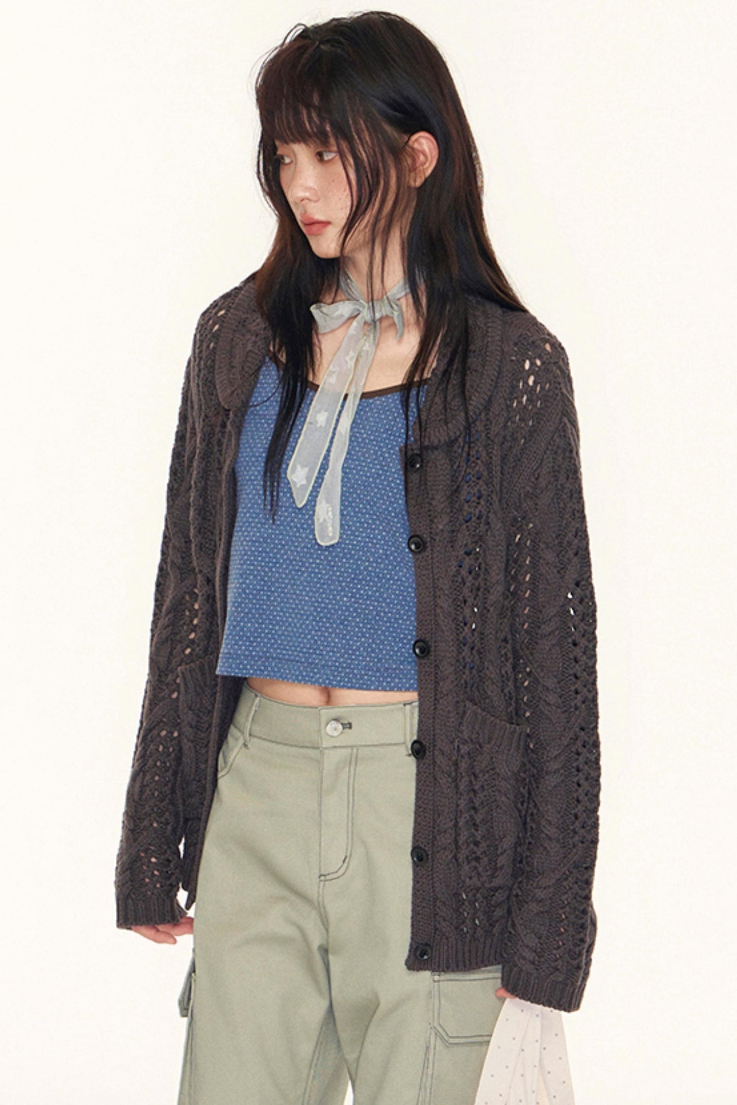 Vintage Petal Collar Cardigan