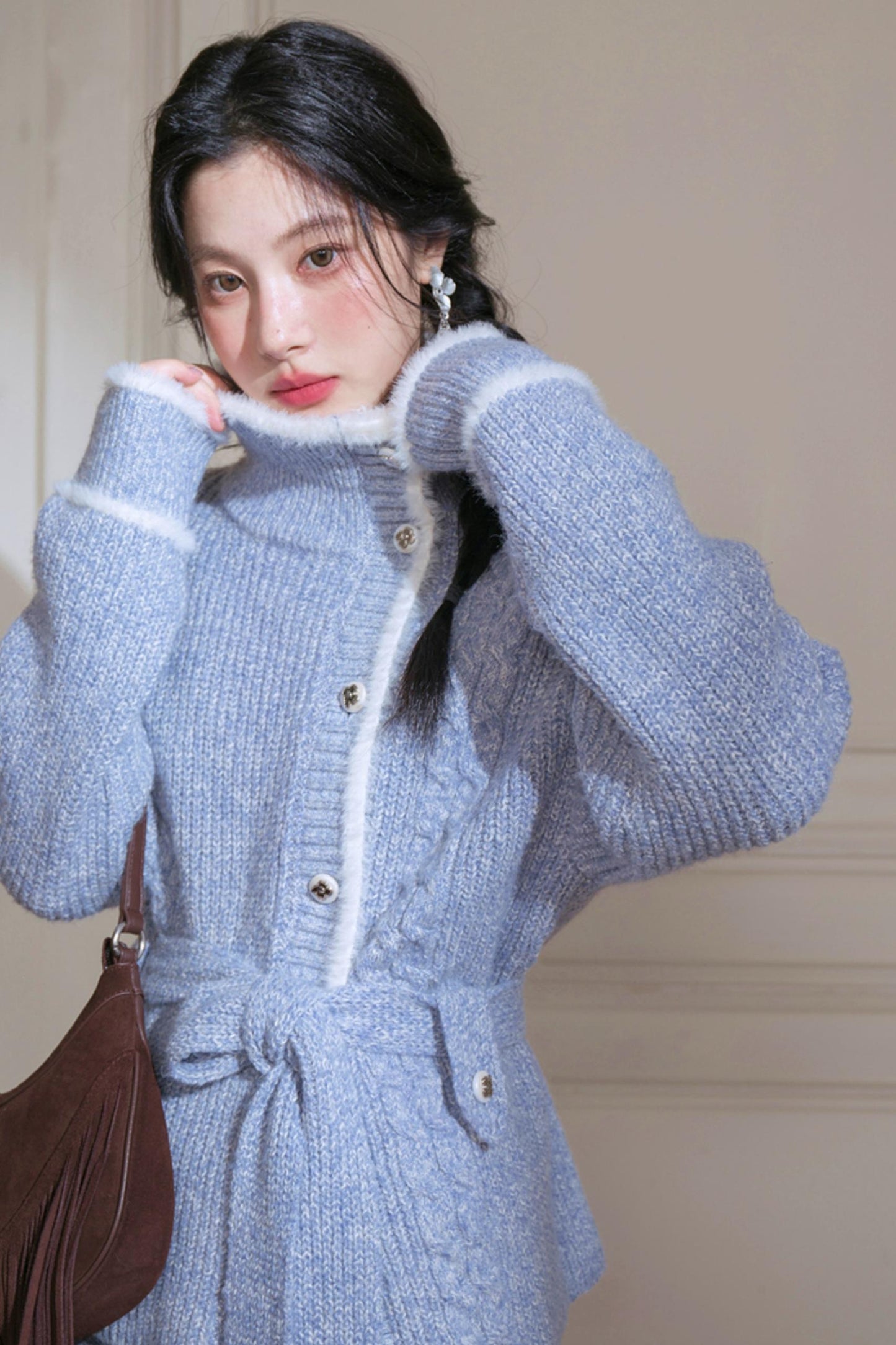 Floral Wool Suit Skirt Set-Up