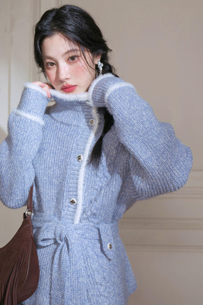 Floral Wool Suit Skirt Set-Up