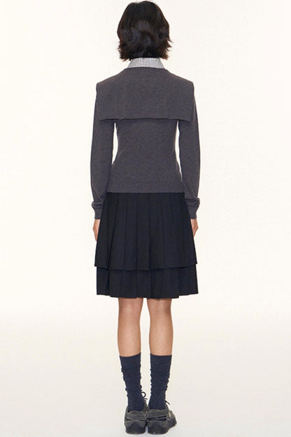 Navy Collar Knit Sweater