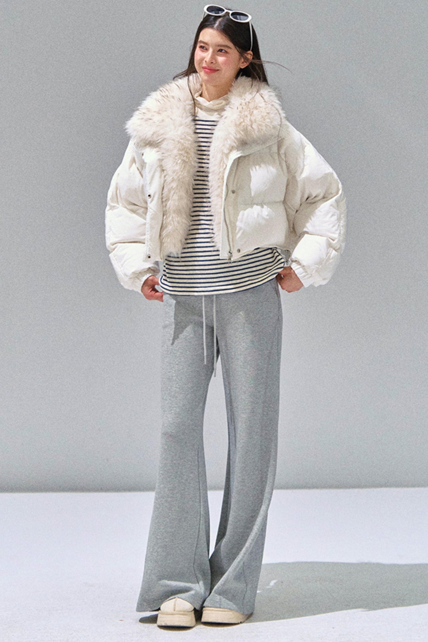 Grey Straight-Leg Sweatpants