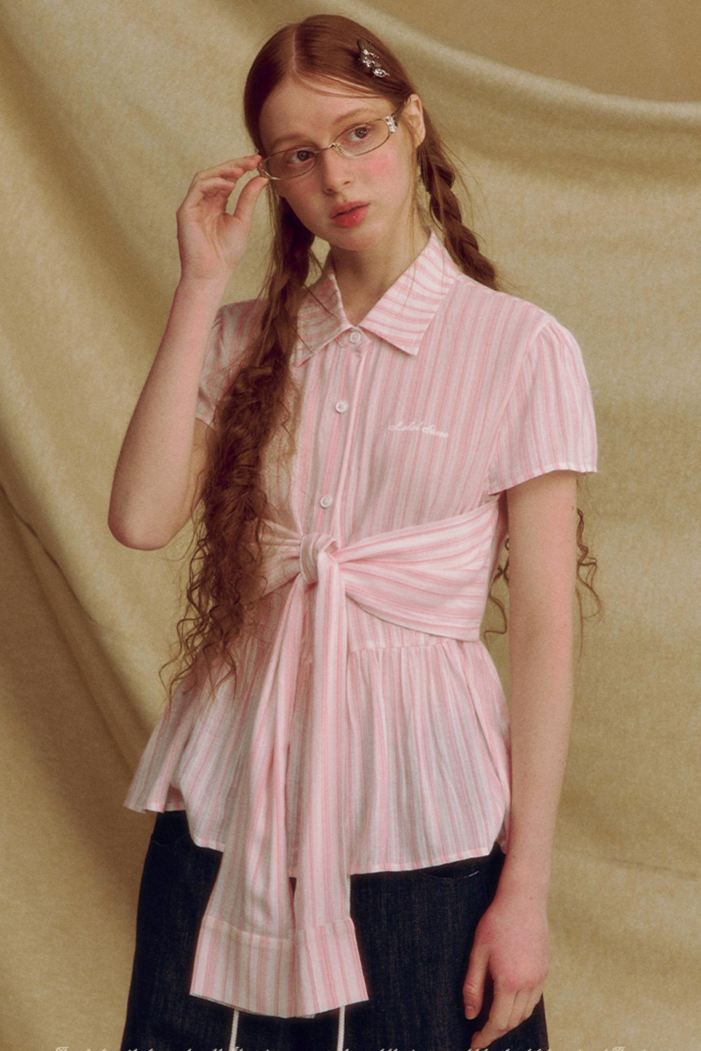 Chic Plaid Bow Tie Blouse