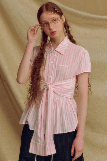 Chic Plaid Bow Tie Blouse