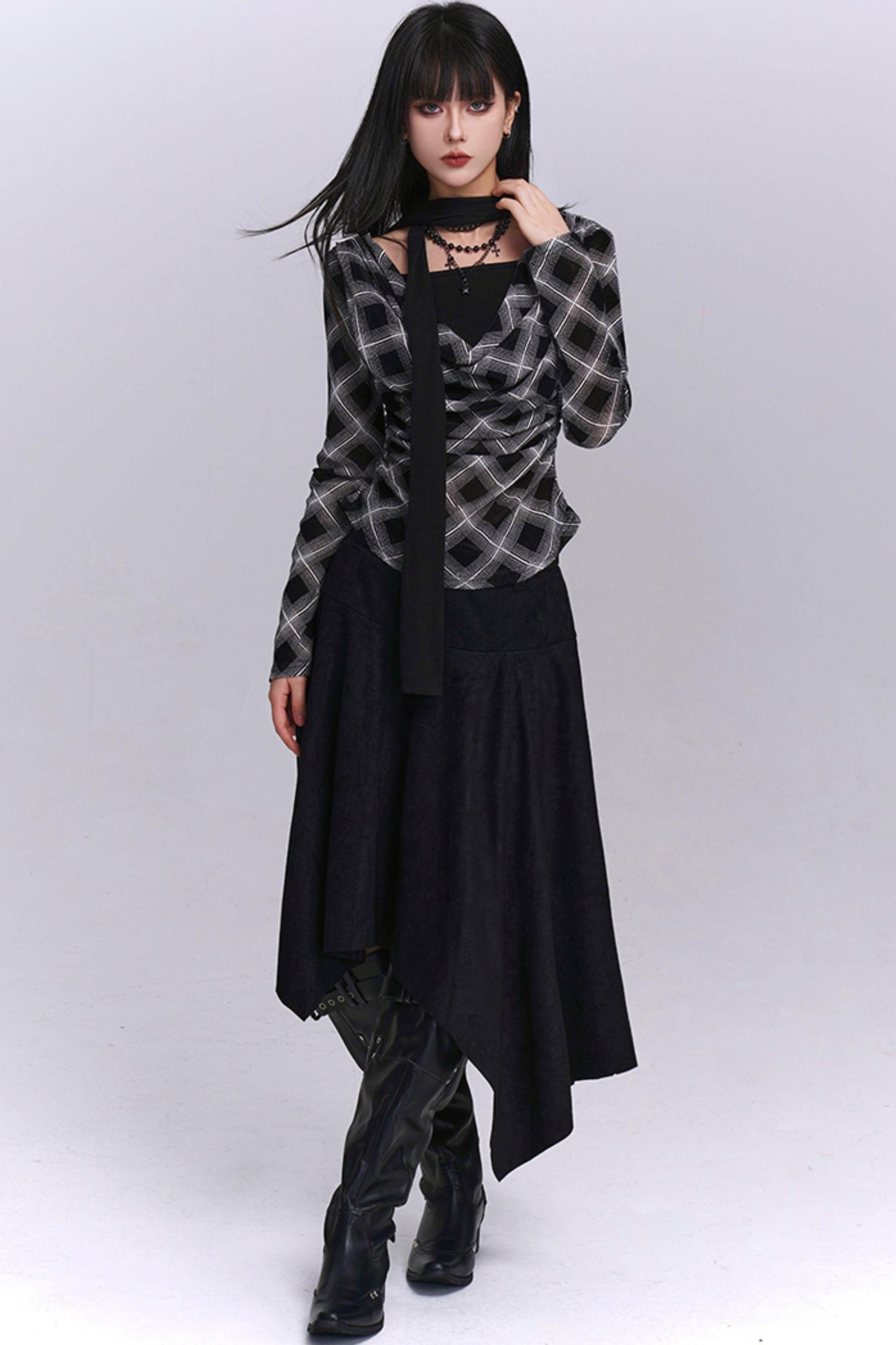 Black And Brown Plaid Top