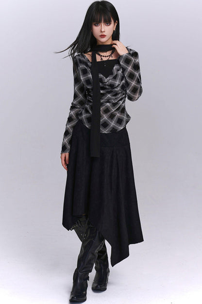 Black And Brown Plaid Top