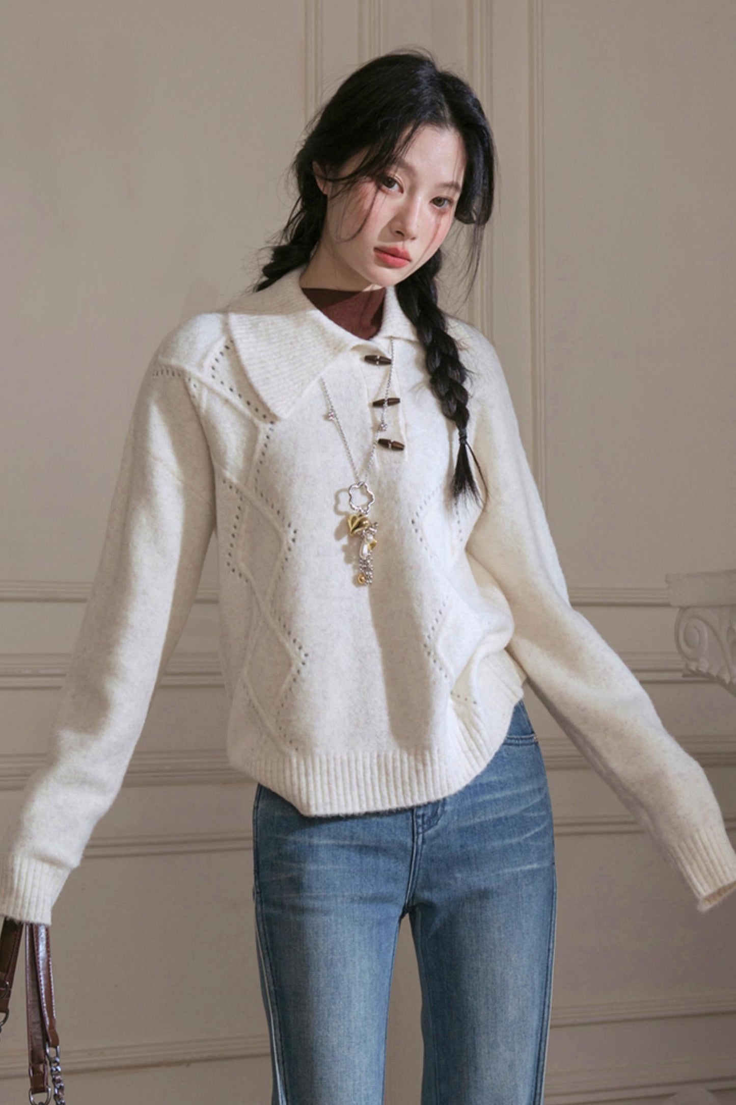 Cream Asymmetrical Sweater