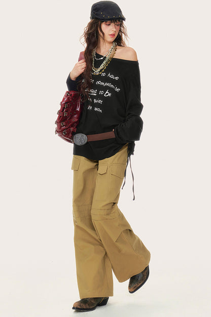 Hollow Long Sleeve Smock T-Shirt