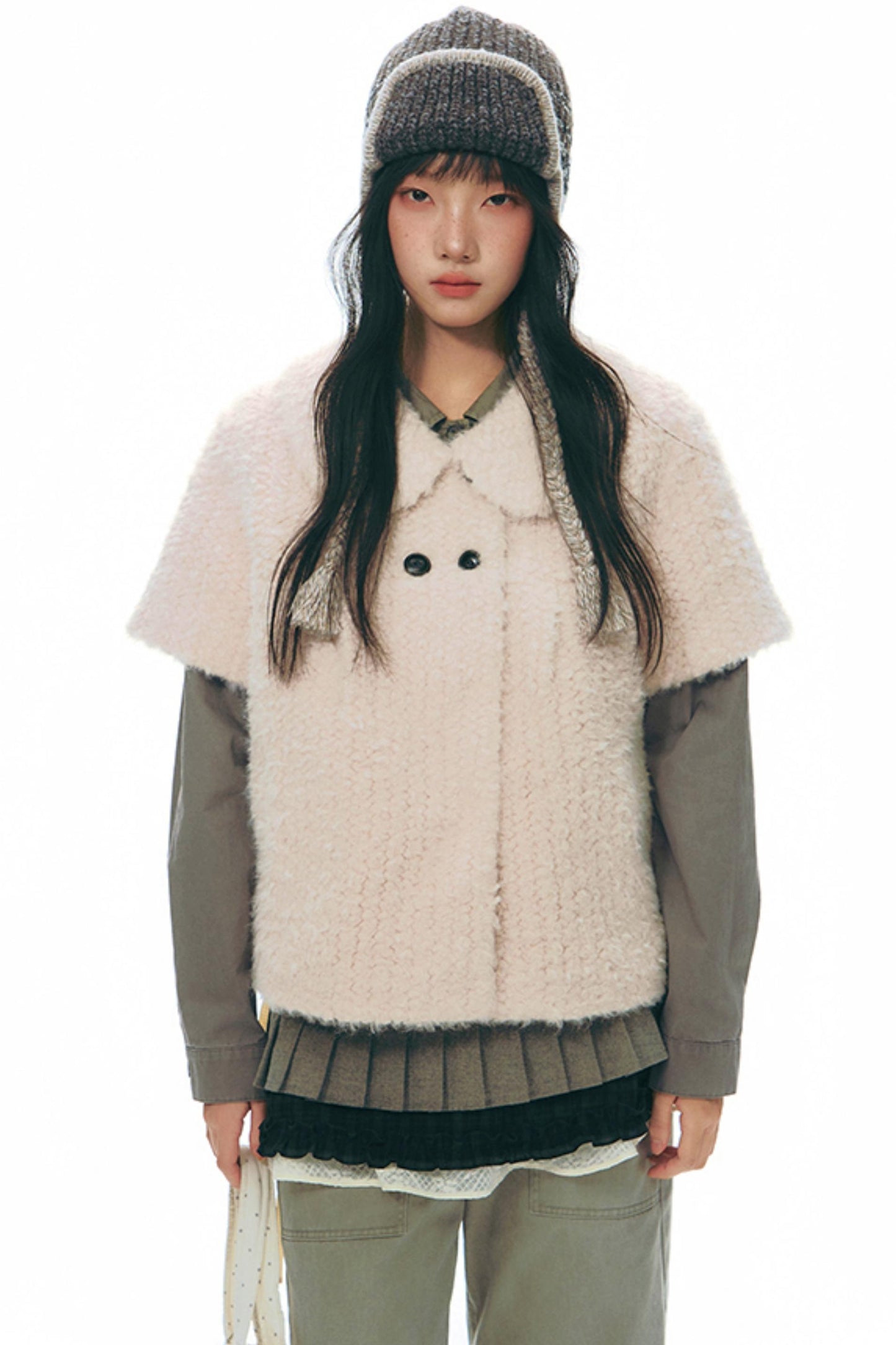 Distressed Doll Collar Cargo Coat