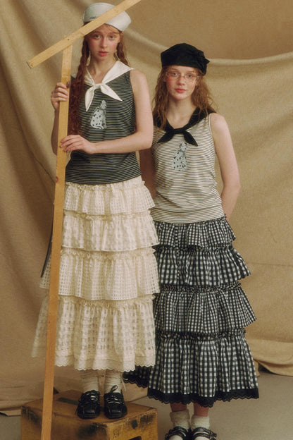 Lace A-Line Layered Skirt