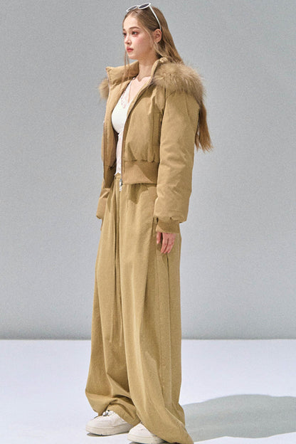 Big Fur Collar Waist Down Jacket