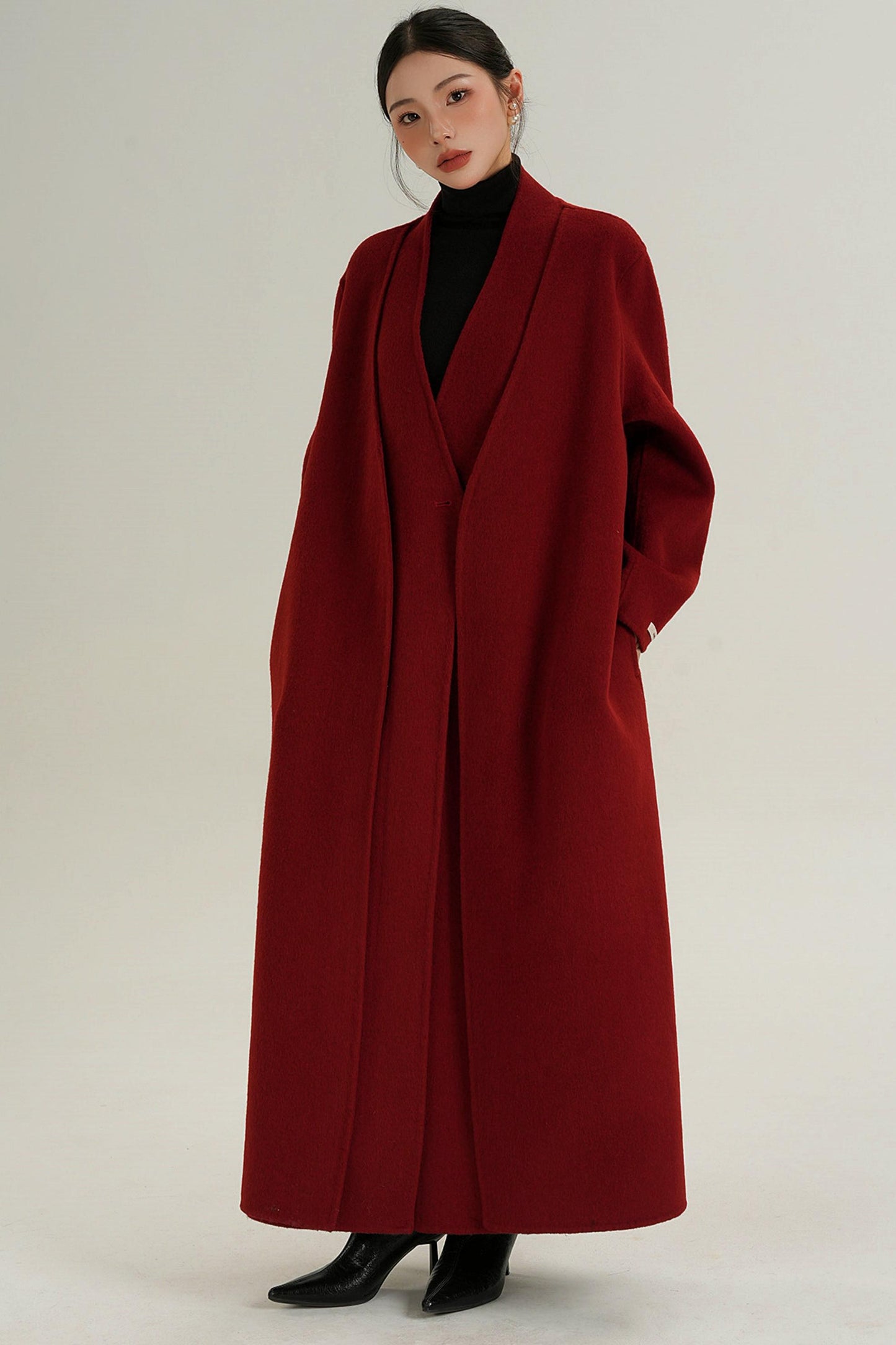 Sophisticated Red Wool Coat