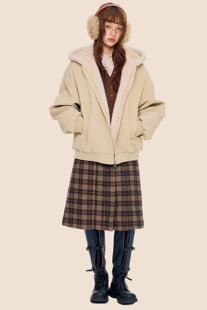 Mountain Carving Fur Collar Jacket