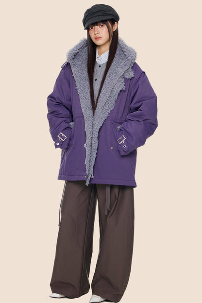 Furry Hooded Cotton Jacket