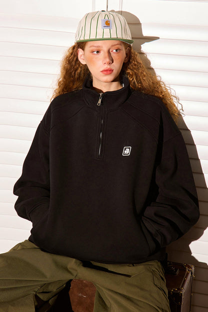 Half-Zipper Stand Collar Polo Sweatshirt