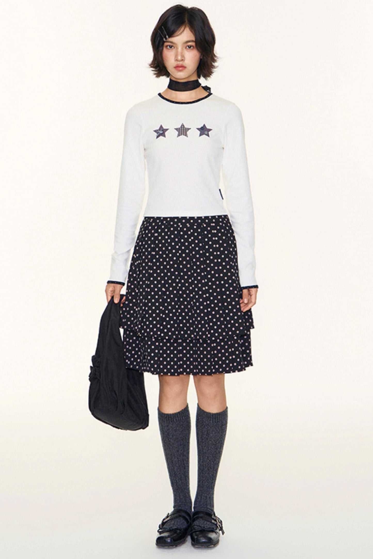 Star Contrast Long Sleeve Top