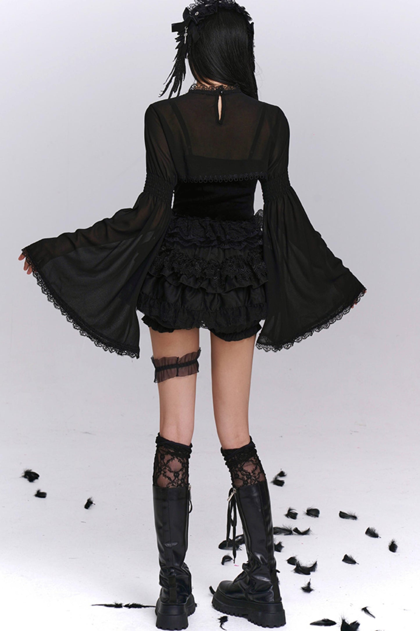 Black Puffy Black Culotte Set-Up