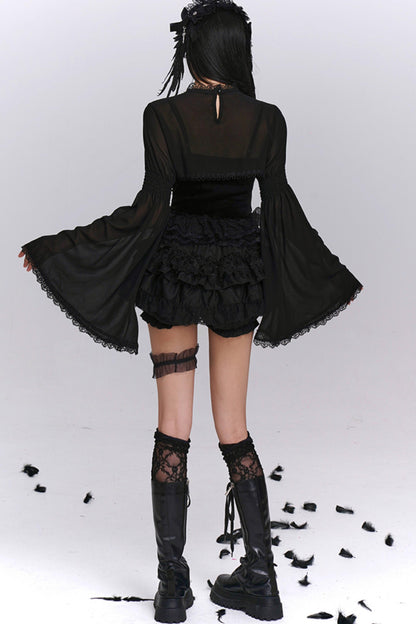 Black Puffy Black Culotte Set-Up