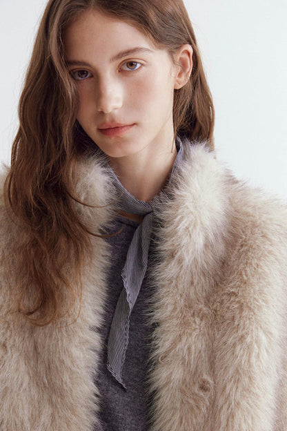 Stand Collar Eco-Friendly Fur Coat