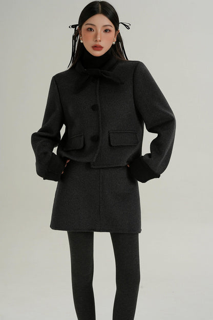 Sophisticated Two-Piece Wool Fashion Coat Set