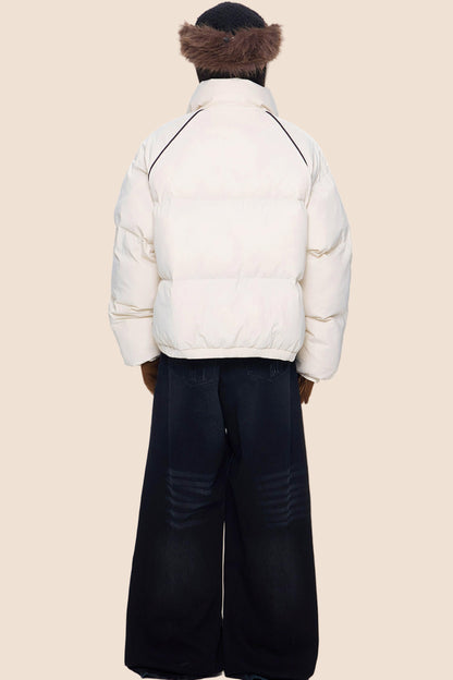 Color-Block Striped Cotton Jacket