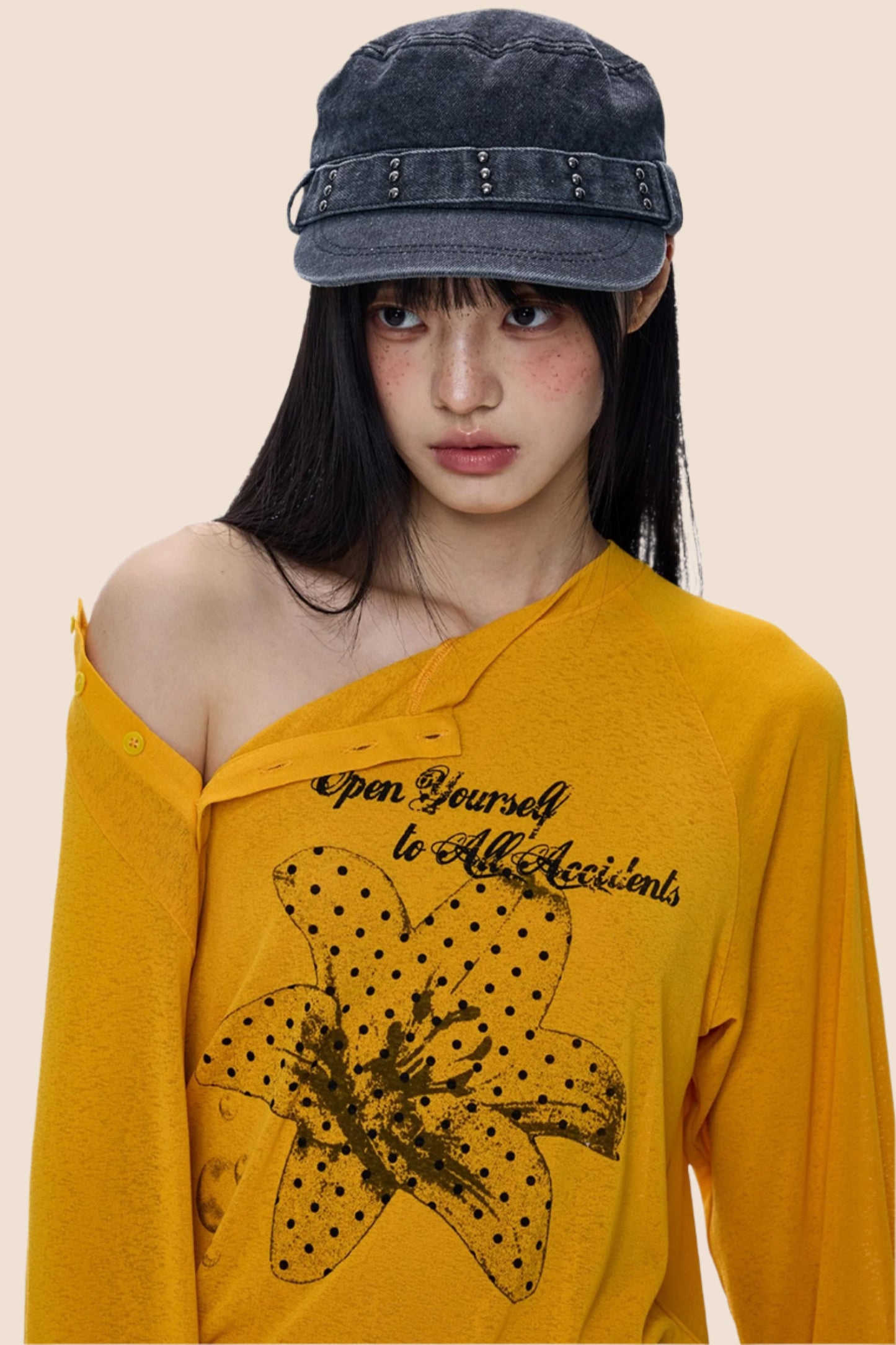 Slanted-Shouldered Summer T-Shirt