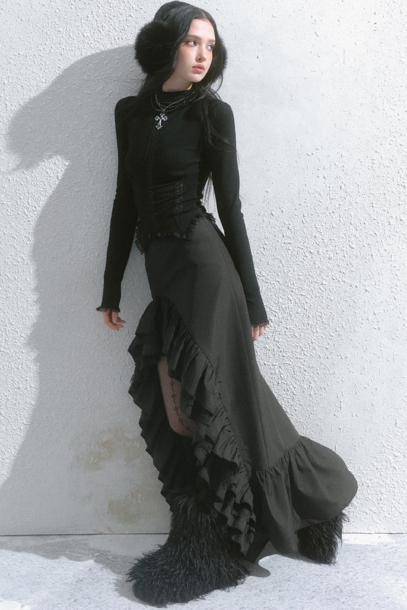 High-Waisted Slimming Long Skirt