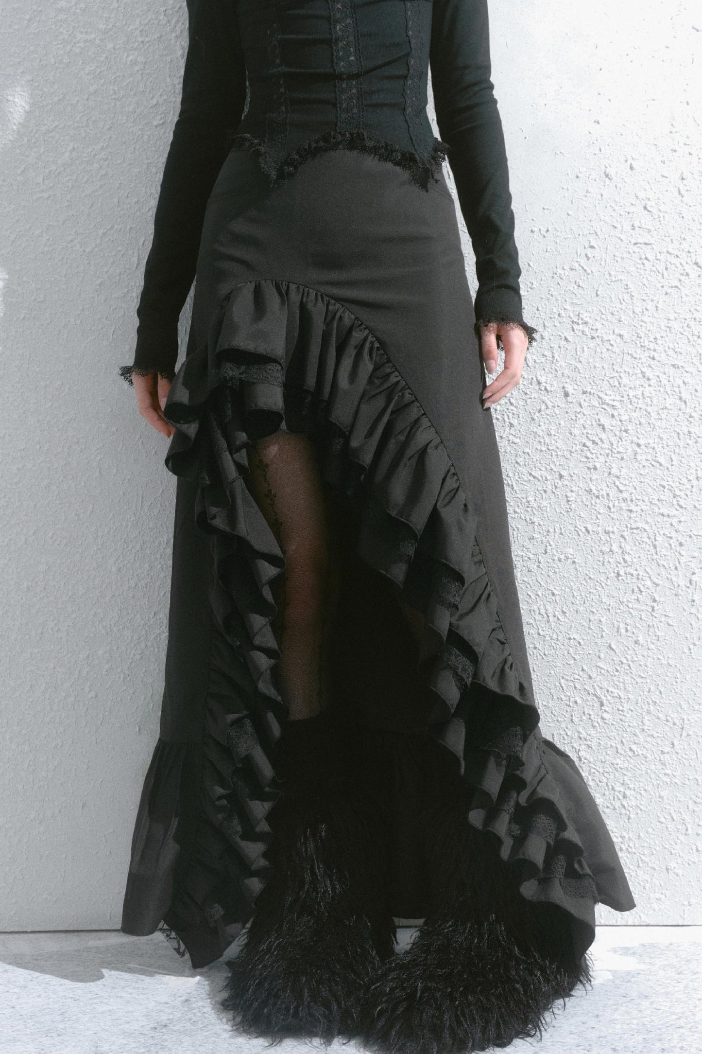 High-Waisted Slimming Long Skirt