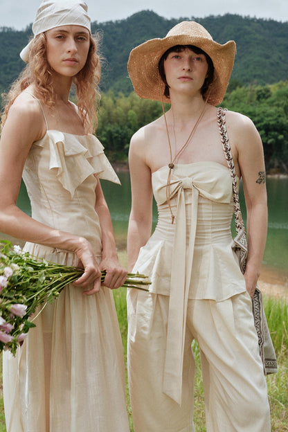 Eternal River Bandeau Top Wide-Leg Trousers Set-Up