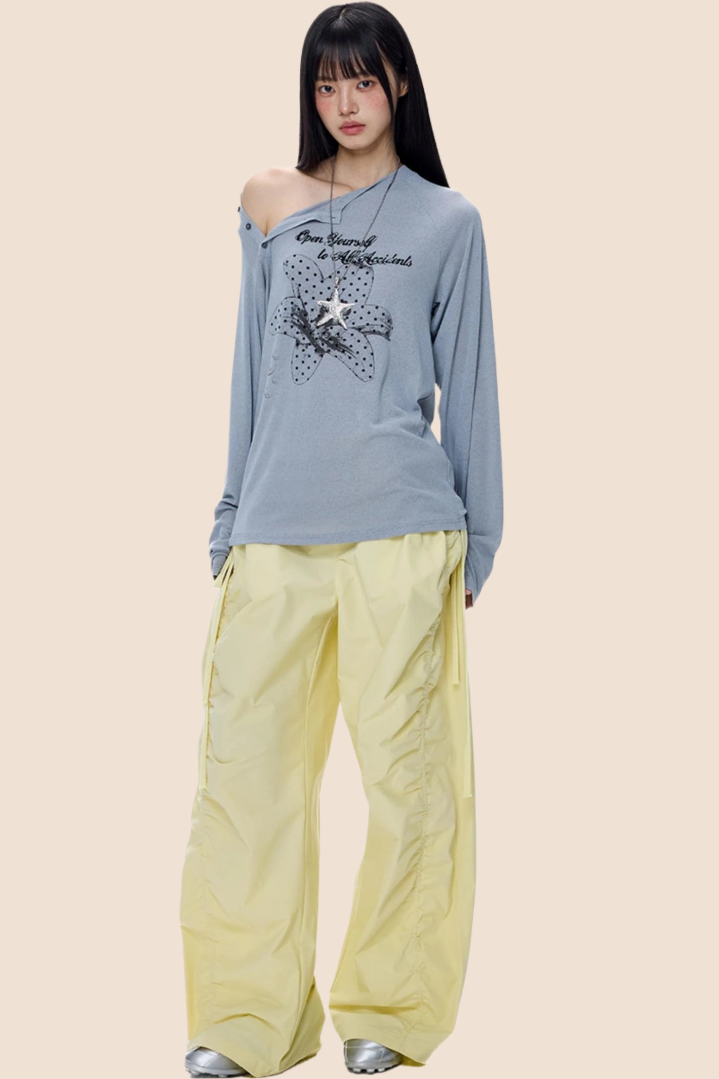 Slanted-Shouldered Summer T-Shirt