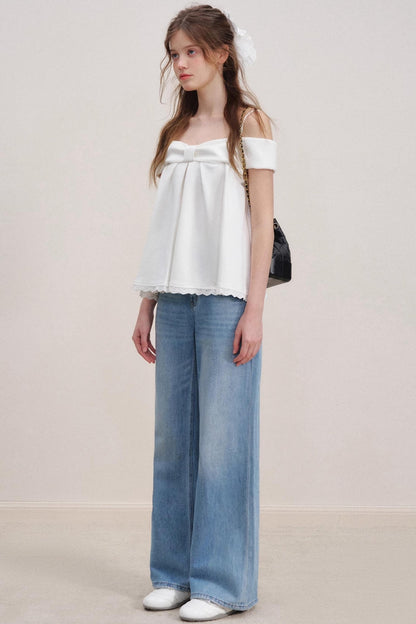 Romantic Lace Wide-Leg Jeans