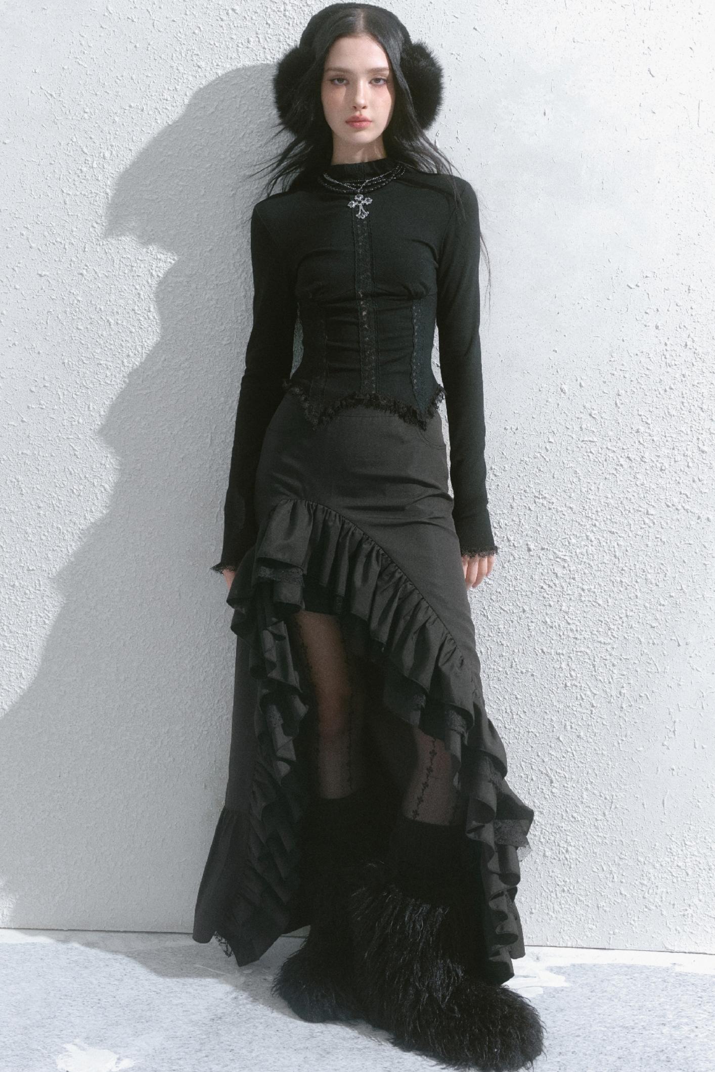 High-Waisted Slimming Long Skirt