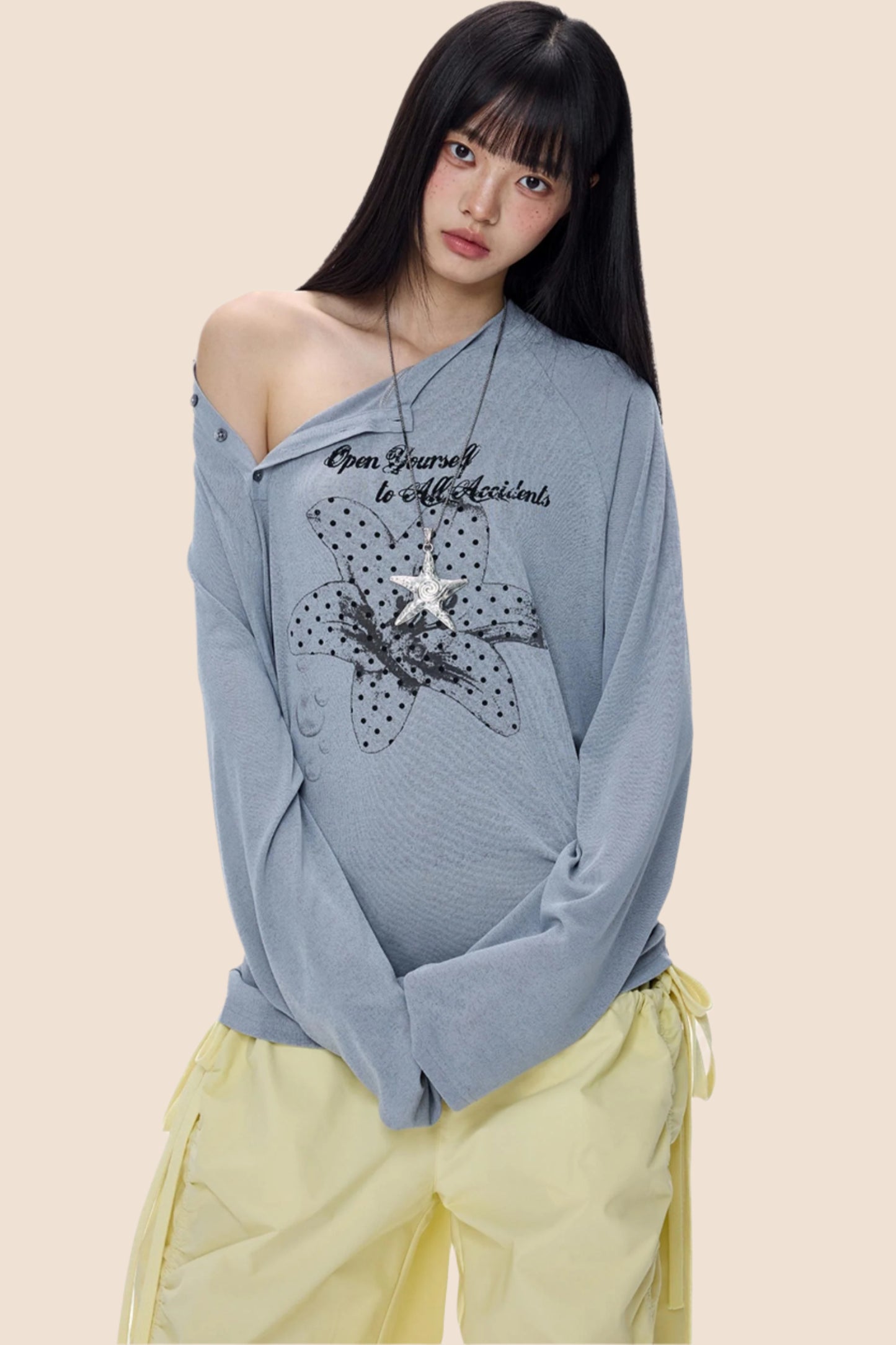 Slanted-Shouldered Summer T-Shirt