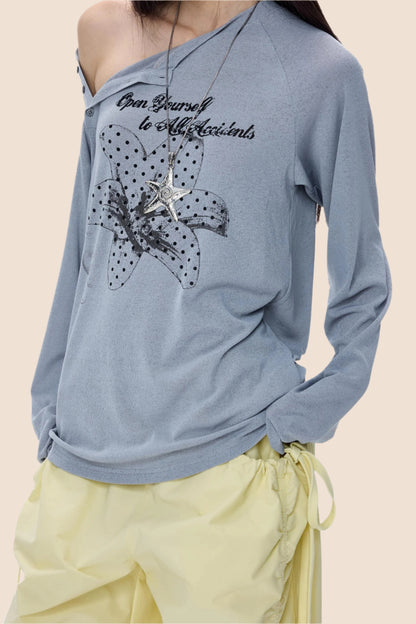 Slanted-Shouldered Summer T-Shirt