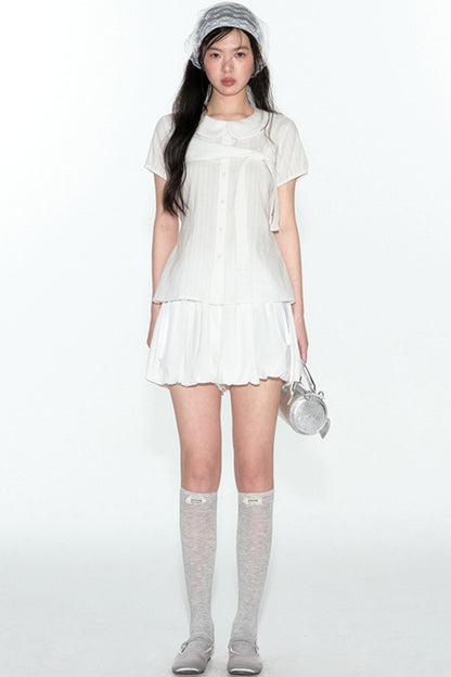 Sweet Cotton Plaid Skirt Set-Up