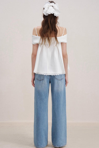 Romantic Lace Wide-Leg Jeans