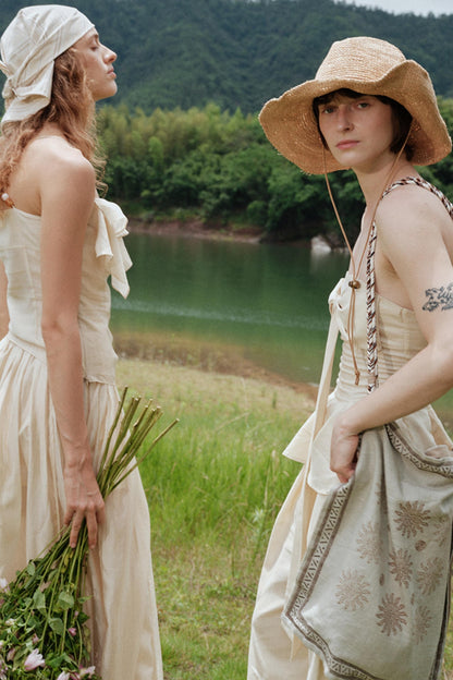 Eternal River Bandeau Top Wide-Leg Trousers Set-Up