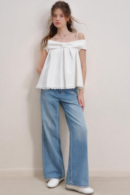 Romantic Lace Wide-Leg Jeans