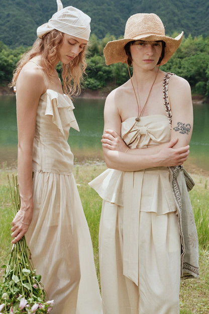 Eternal River Bandeau Top Wide-Leg Trousers Set-Up