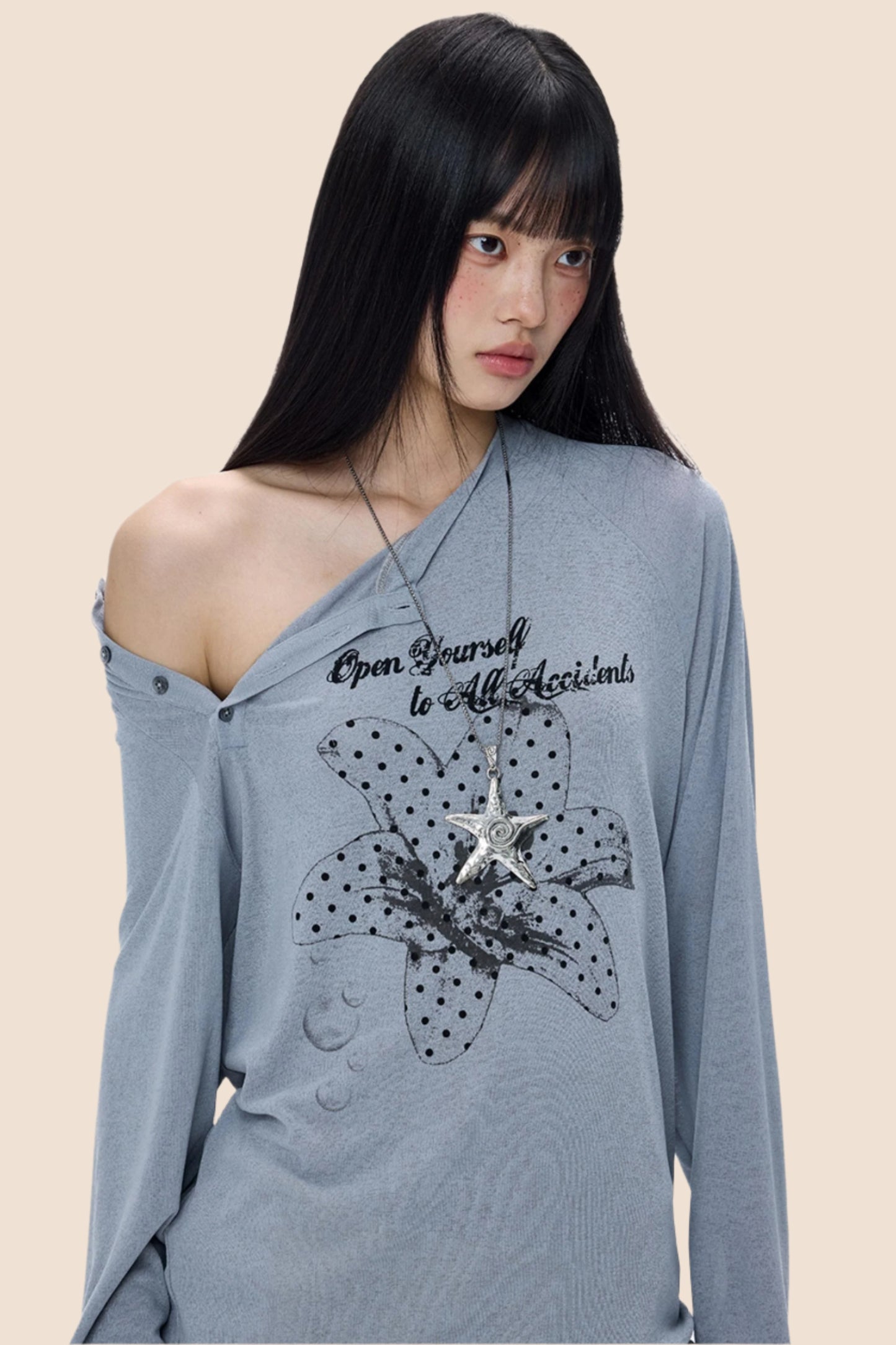 Slanted-Shouldered Summer T-Shirt