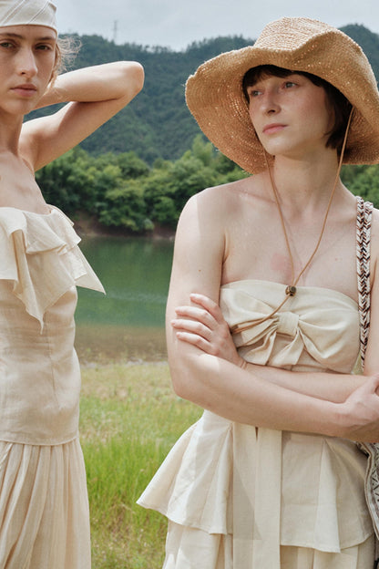 Eternal River Bandeau Top Wide-Leg Trousers Set-Up