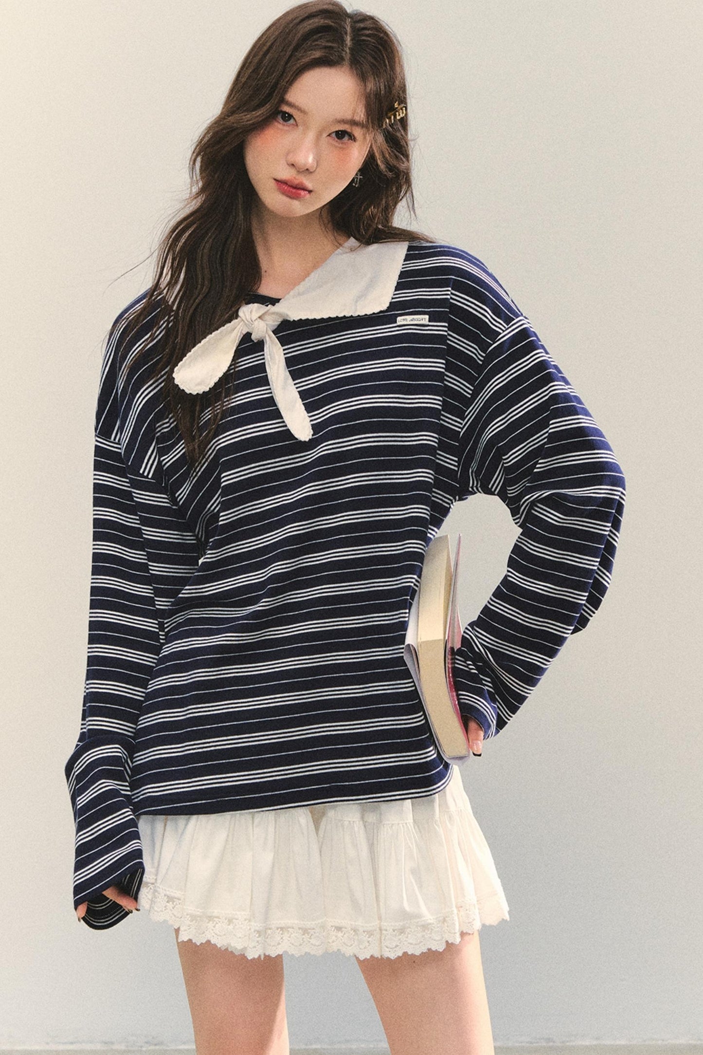 Striped Bow Tie T-Shirt Set-Up