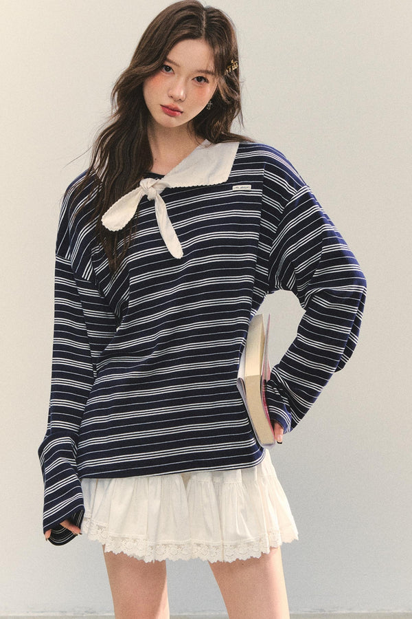 Striped Bow Tie T-Shirt Set-Up