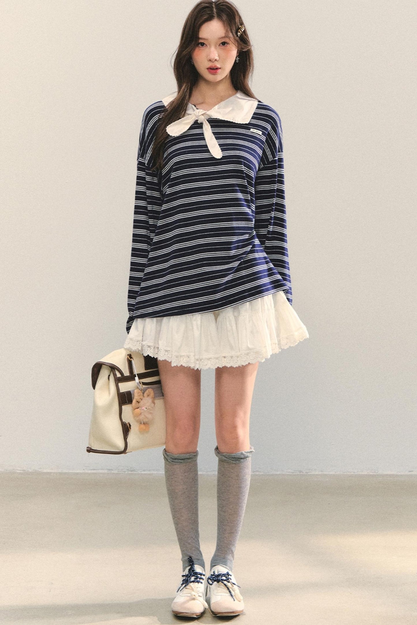 Striped Bow Tie T-Shirt Set-Up