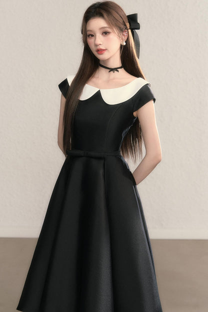 French Temperament Waist Cinched Doll Neck Dress
