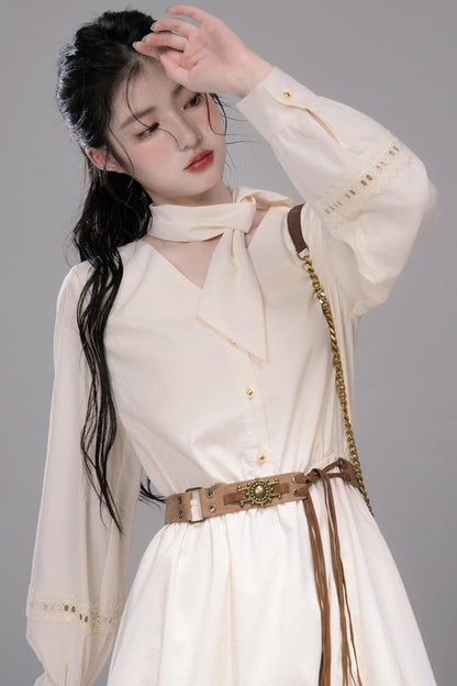 Urban Hibiscus Apricot White  Bud Dress Set-Up