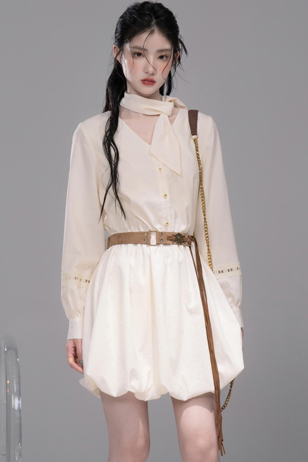 Urban Hibiscus Apricot White  Bud Dress Set-Up