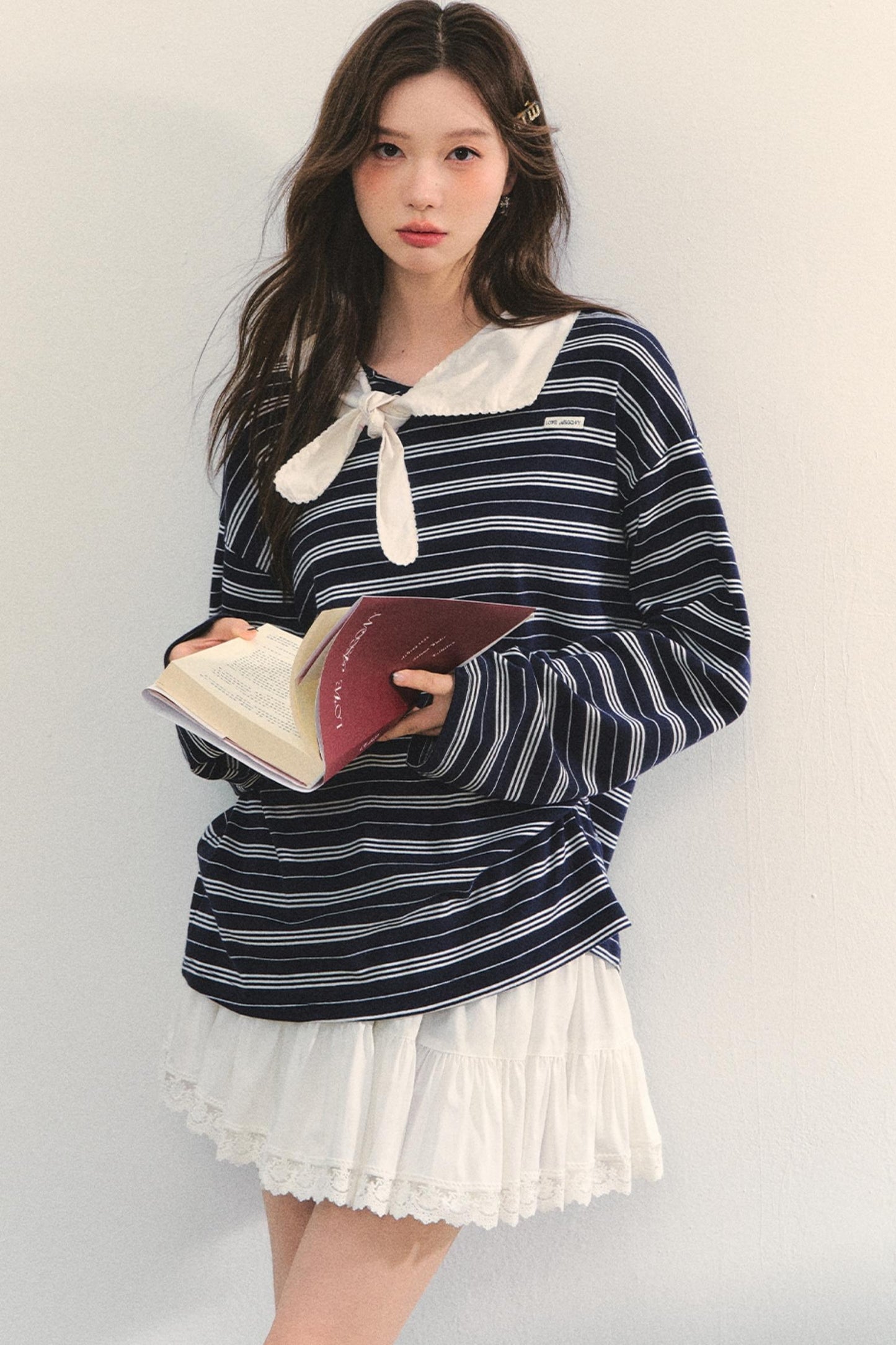 Striped Bow Tie T-Shirt Set-Up